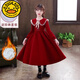 G.duck女童公主裙秋冬新款加絨禮服兒童紅色連衣裙主持人鋼琴演出服春秋 CLS-H05酒紅加絨【關(guān)注+發(fā)箍】 170 建議身高160-170cm 14-15歲