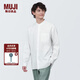 無印良品（MUJI）男式 麻 立領(lǐng)長袖襯衫 男士襯衣 漢麻 男裝 上衣  AC9AAA4S 白色 L (175/100A)