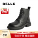 百麗（Belle）七夕禮物舒適馬丁靴女商場款真皮時尚靴B7E2DDD4 黑色-厚絨 39 (245mm)
