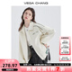 VEGA CHANG皮衣外套女機車風(fēng)2025年秋冬新款韓版寬松夾克PU皮拼色時尚外套 米杏色 M