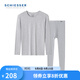 舒雅（SCHIESSER）男士舒美棉3A抗菌圓領(lǐng)長(cháng)袖長(cháng)褲保暖秋衣秋褲套裝23918W 花灰 XL 【80-90公斤】
