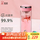 希諾（HEENOOR） 抗菌玻璃杯女士雙層水杯隔熱便攜簡約透明家用帶濾網(wǎng)泡茶花茶杯 粉色270ml