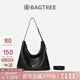 BAGTREE包包樹圖南植鞣皮hobo女包2025年新單肩斜挎包通勤餃子包七夕禮物 黑色-大號 贈(zèng)斜挎延長肩帶 高級小眾