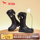紅蜻蜓兒童冬季新款皮靴女童時尚蝴蝶結(jié)中小童長筒靴Q44BXSS429黑色26