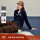 茵曼萌趣刺繡拉毛針織開衫2025秋女裝新款長袖毛衣外套 深藍色 M
