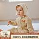 OAK FAMILY新生嬰兒連體衣寶寶全棉縐布透氣長(zhǎng)袖對(duì)襟嬰兒爬服哈衣兒童衣服 牛油果綠 （不含帽子） 90cm （推薦1~2歲）