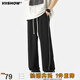 viishow美式線(xiàn)條感休閑褲男春季oversize百搭寬松直筒運動(dòng)闊腿長(cháng)褲子潮牌 黑色 2XL