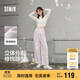 森馬（Semir）休閑褲女質(zhì)感慕斯褲慵懶垂感秋季寬松軟糯肌理闊腿褲107524127005