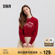 森馬（Semir）毛衣女短款蝴蝶結(jié)少女感2025春季圓領(lǐng)正肩套頭衫顯瘦109125107005