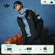 adidas經(jīng)典復古三條紋雙拉鏈寬松夾克外套男女秋季阿迪達斯三葉草   黑色   L