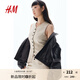 H&M女裝馬夾2025夏季新款修身梭織領(lǐng)潮流通勤無袖西裝馬甲1230708 混淺米色/細(xì)條紋 S 160/88