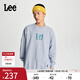 Lee舒適版圓領(lǐng)寬松大Logo男女同款長(cháng)袖衛衣休閑潮流LUT009109204 天藍色(尺碼偏大，拍小一碼） L