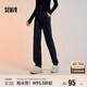 森馬（Semir）牛仔褲女抓毛長(zhǎng)褲舒適復(fù)古風(fēng)2024冬季潮流寬松錐形褲109724124003