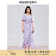MAXRIENY2025春季新款度假風(fēng)長裙精致優(yōu)雅雪紡印花連衣裙 紫花 L
