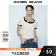UR2025春季新款女裝時(shí)尚撞色拼接修身U型領(lǐng)短袖T恤UWM450033 淺黃色 L