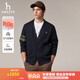 哈吉斯（HAZZYS）男裝 春秋款男外套V字開(kāi)襟休閑上衣撞色袖開(kāi)衫衛(wèi)衣男ABTZE0CCX34 藏青色NV XL （180/100A 50）