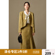 獨束大碼女裝復古雙排扣法式優(yōu)雅套裝2024冬季新品氣質(zhì)外套半裙 咸菜綠（外套） M (尺碼：1) (尺碼：1)