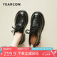 意爾康厚底小皮鞋女英倫風(fēng)系帶單鞋平底樂福鞋 26201W 黑色 38