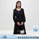 范思藍(lán)恩23FS14556法式文藝不規(guī)則設(shè)計(jì)連衣裙冬新款V領(lǐng)裙子 黑色 M