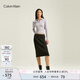 Calvin KleinJeans秋冬女士休閑通勤ck刺繡V字POLO領內(nèi)搭打底針織衫J224778 PC1-鳳信紫 S