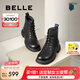 百麗（Belle）七夕禮物舒適馬丁靴女商場(chǎng)款真皮時(shí)尚靴B7E2DDD4 黑色-單里 37 (235mm)