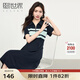 熙世界sllsky美式學(xué)院風(fēng)休閑撞色條紋POLO領(lǐng)連衣裙女短袖2025夏日新款 寶藍(lán)色 L