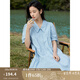 茵曼（INMAN）2025夏女新款田園娃娃裙切爾西領(lǐng)泡泡袖A字連衣裙 淺水藍 -18525990 S