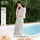 香影小香風(fēng)套裝裙子女2025夏季新款超好看千金感短袖半身裙兩件套 航線藍(lán) S 155/80A/85-95斤