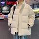 NASA BASE羽絨服男冬季男款加厚防寒服保暖白鴨絨潮牌冬裝短款冬天立領(lǐng)外套 白色 XL (135-160斤)