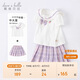 戴維貝拉（DAVE＆BELLA）女童JK裙子套裝兒童洋氣夏裝中大童學(xué)院風(fēng)兩件套
