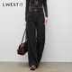 朗文斯?。↙.WEST）黑色直筒牛仔褲女2025冬季新款百搭寬松顯瘦拖地褲長(cháng)褲 黑色 S