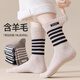 貝詩(shī)叮羊毛襪子女秋冬季加厚保暖中筒襪日系復古條紋襪潮流布標運動(dòng)襪 （每色各1雙） 可自選顏色留言 5雙 均碼