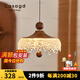 CASAGD中古升降床頭水晶吊墜吊燈復(fù)古胡桃色過(guò)道燈法式觸摸水滴小吊燈具 升降款-帶觸摸功能-三色變光