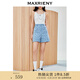 MAXRIENY水洗淺牛仔藍高腰短褲女高級氣質(zhì)感褲子 淺牛仔藍 M