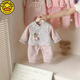 G.DUCKKIDS女寶寶周歲禮服中國風(fēng)連體衣套裝春秋新款嬰幼兒百天哈衣唐裝爬服 套裝 80cm