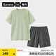 蕉內(nèi)（Bananain）王一博同款305H純棉睡衣男女士100%棉情侶家居服短袖短褲套裝夏季 【短褲款素色-男】石綠 L