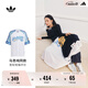 adidas復(fù)古籃球風寬松運動短袖開衫男女夏季阿迪達斯官方三葉草   白/空軍藍   M