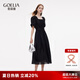 歌莉婭天絲連衣裙女夏季大方得體穿搭2025新款法式裙子1E5R4K800 00B黑色 M