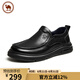 駱駝牌男士皮鞋軟底舒適牛皮商務(wù)休閑德比鞋P14A155604黑色40