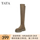 他她（TATA）厚底過膝長筒靴法式彈力美拉德女靴子冬新款WD804DC3 啡色 38