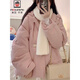AEMAPE新款學(xué)院風(fēng)連帽牛角扣棉服女2025秋冬新款韓版少女減齡風(fēng)通勤外套 粉色 L (110-125斤拍)