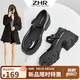 ZHR瑪麗珍鞋女真牛皮舒適百搭休閑鞋子女厚底增高女鞋 AY37 黑色 37 