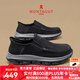 夢(mèng)特嬌（MONTAGUT）皮鞋男新品軟面皮商務(wù)休閑鞋防滑一腳蹬樂福鞋男士輕便軟底爸爸鞋 黑色(皮鞋碼） 41 (255mm)