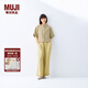 無印良品（MUJI）女式 棉漢麻短袖襯衫 女士襯衣內(nèi)搭上衣 25年夏季女裝 BCD90C5S 黃色 M (160/84A)