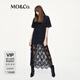 MO&Co.T恤連衣裙2025秋新品棉質(zhì)假兩件拼接蕾絲裙擺懷舊洗水MBE3DRST09 黑色 XS /155