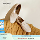 NINE WEST/玖熙樂福鞋女2025新款皮鞋一腳蹬職場(chǎng)通勤舒適平底女鞋 米白 37