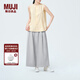 無(wú)印良品（MUJI）IDEE 女式 泡泡紗寬版褲 褲子夏款長(cháng)褲休閑褲闊腿褲 GAD63C4S 淺灰色 M （155/68A）