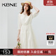 KBNE連衣裙女白色小個(gè)子長(cháng)裙2025新款氣質(zhì)法式V領(lǐng)中袖萊賽爾裙子 米色 M