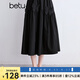 百圖betu女裝2025夏季新款半身裙松緊高腰女裙立體蝴蝶結(jié)裙子2504X01 黑色 M