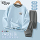 迪士尼童裝洋氣韓版女童秋季套裝卡通可愛(ài)女孩秋裝上衣寬松顯瘦褲子 e迪米奇經(jīng)典K灰藍 160